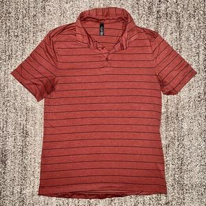 Lululemon Athletica Men's Evolution Nevis Striped Polo Tee in Savannah Black